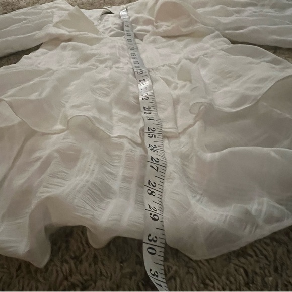SHEIN | white ruffle minidress long pleasant sleeves & keyhole back; size 6.nwot - Picture 4 of 12